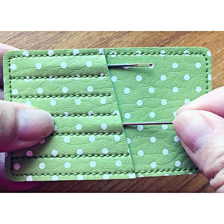 Needle Carry Card by Emma Creation Green Polka Dot The Sewing Gallery