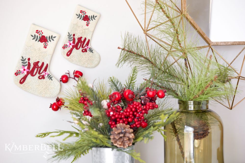 Kimberbell Design Only CHRISTMAS JOY LACE GIFT STOCKING