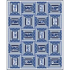 Finished Blue Maze Quilt in Folklorica Blues - Store Sample