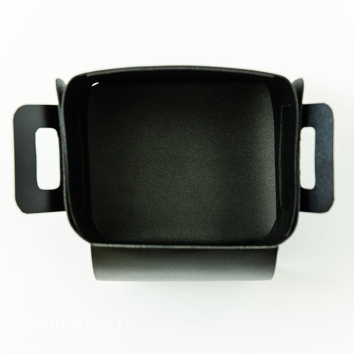 Folding Storage Tote Blank Black Leather # KDKB265