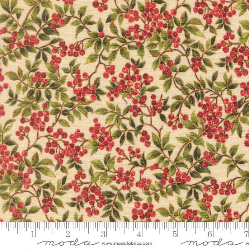 Merry Manor Metallic - Holly Berries in Cream