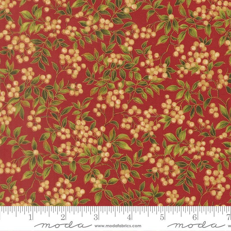 Merry Manor Metallic - Holly Berries in Crimson