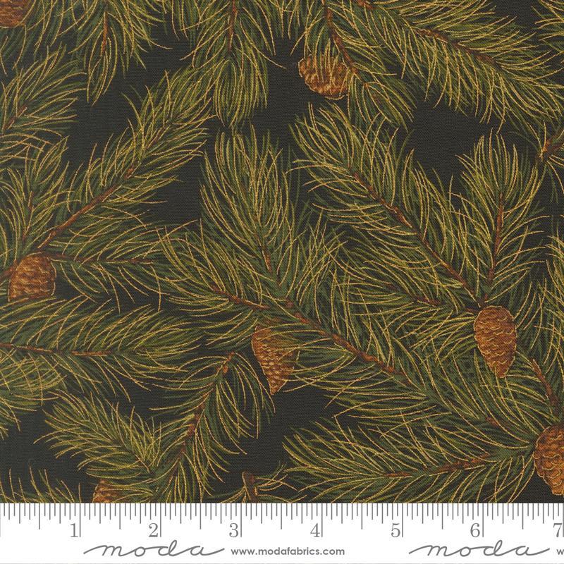 Merry Manor Metallic - Pine Cones in Ebony