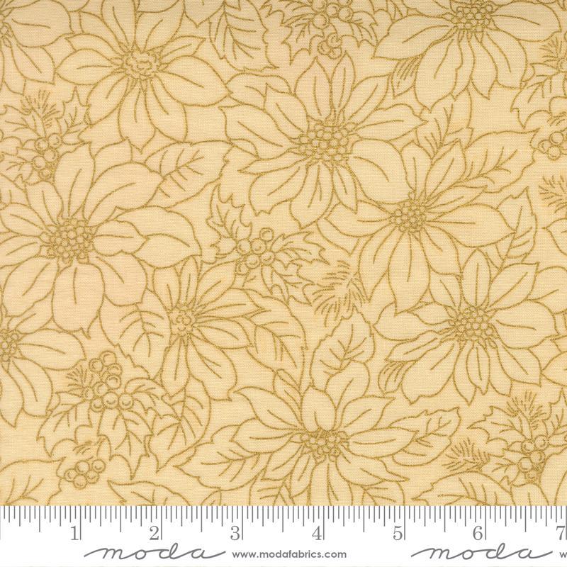 Merry Manor Metallic - Poinsettia Blooms in Cream