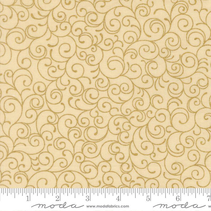 Merry Manor Metallic - Swirls in Cream
