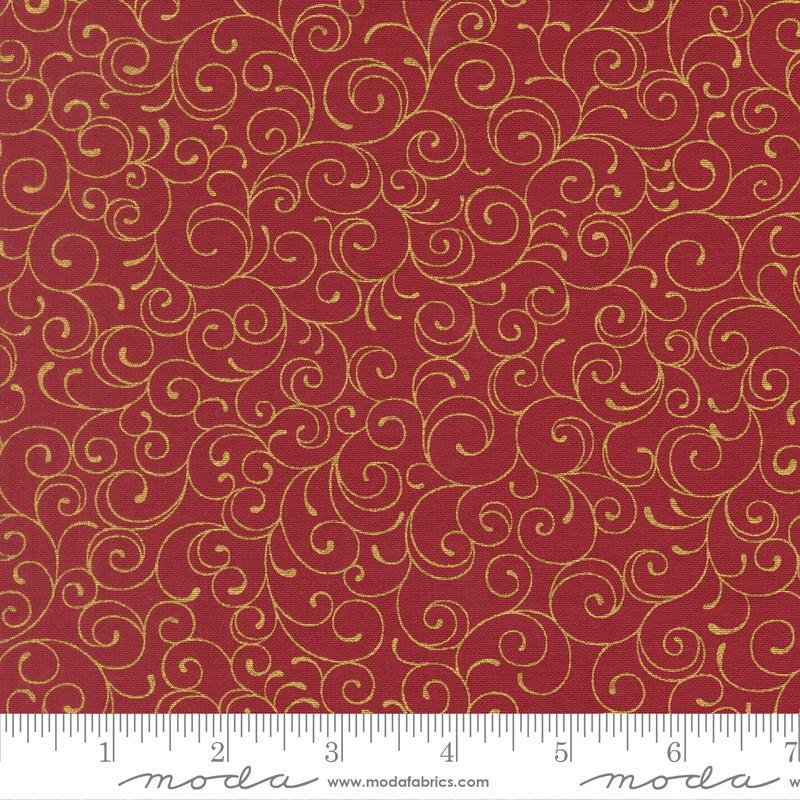 Merry Manor Metallic - Swirls in Crimson