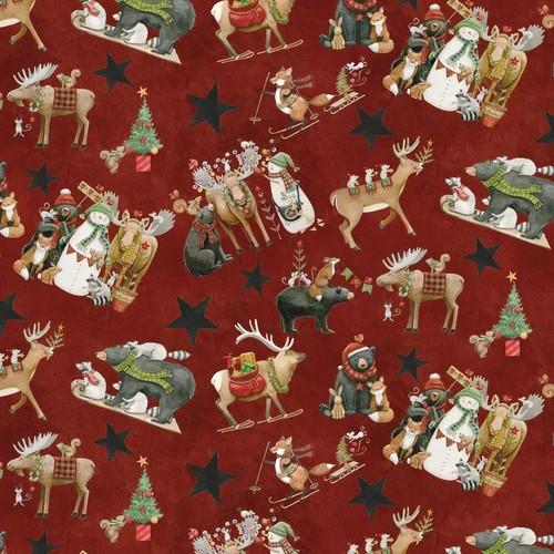 Northern Christmas - Forest Animals in Red