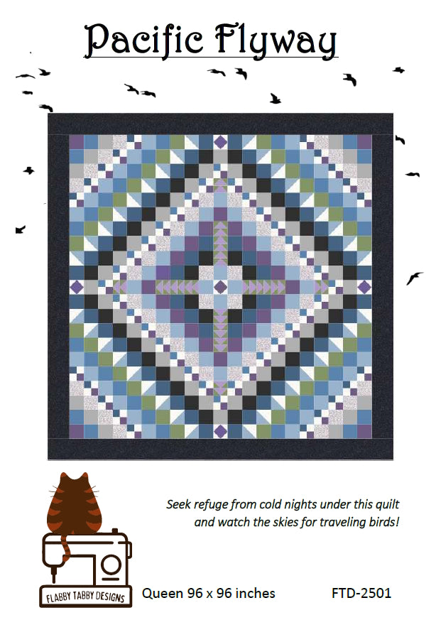 Pacific Flyway Quilt Pattern by Flabby Tabby Designs - Queen