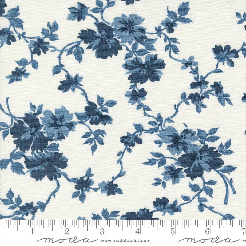 Shoreline Getaway Floral in Navy on Cream