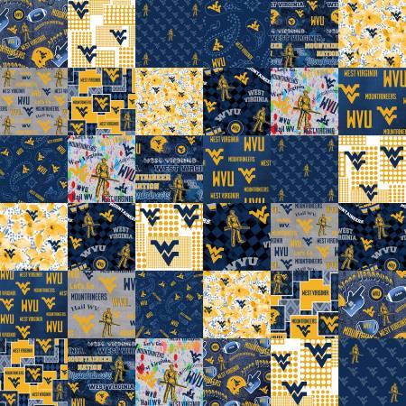 West Virginia Collegiate Cheater Quilt Fabric WV-1363 WVU