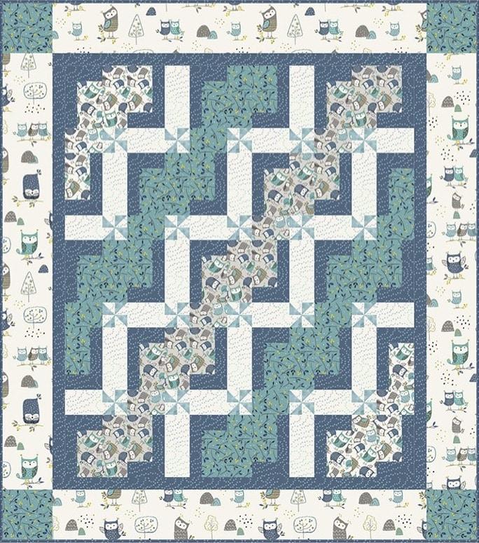 What a Hoot Quilt Kit - Pine Tree Country Quilts 38 x 43 inches