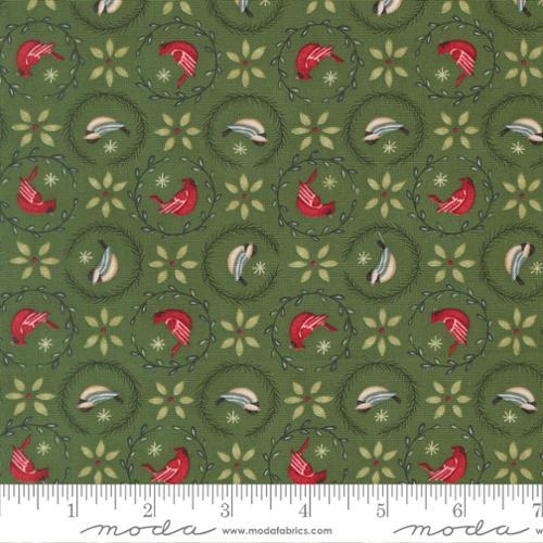 When Snow Falls - Tiny Birds in Wreaths in Evergreen 56173 17 Moda