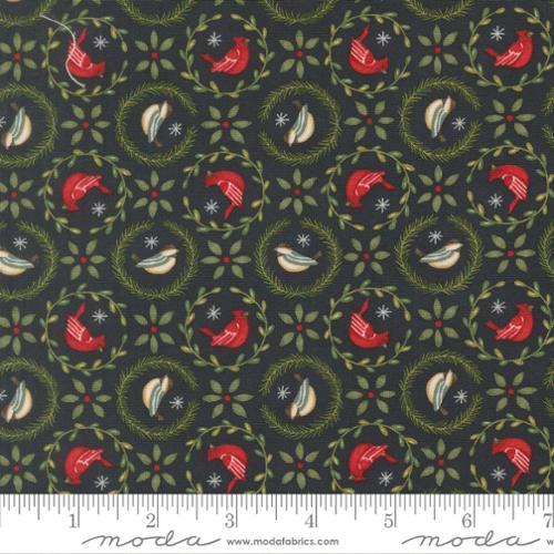 When Snow Falls - Tiny Birds in Wreaths in Night Sky 56173 13 Moda