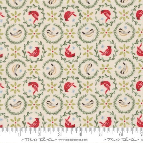 When Snow Falls - Tiny Birds in Wreaths in Snowy White 56173 11 Moda