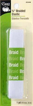 White Braided Elastic 3/4in x 1yd # 9334W