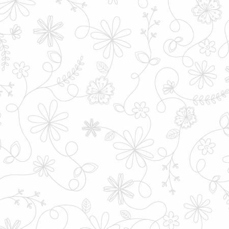 White on White Swirl Floral # 8261M-WW