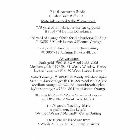 Autumn Birds Quilt Pattern