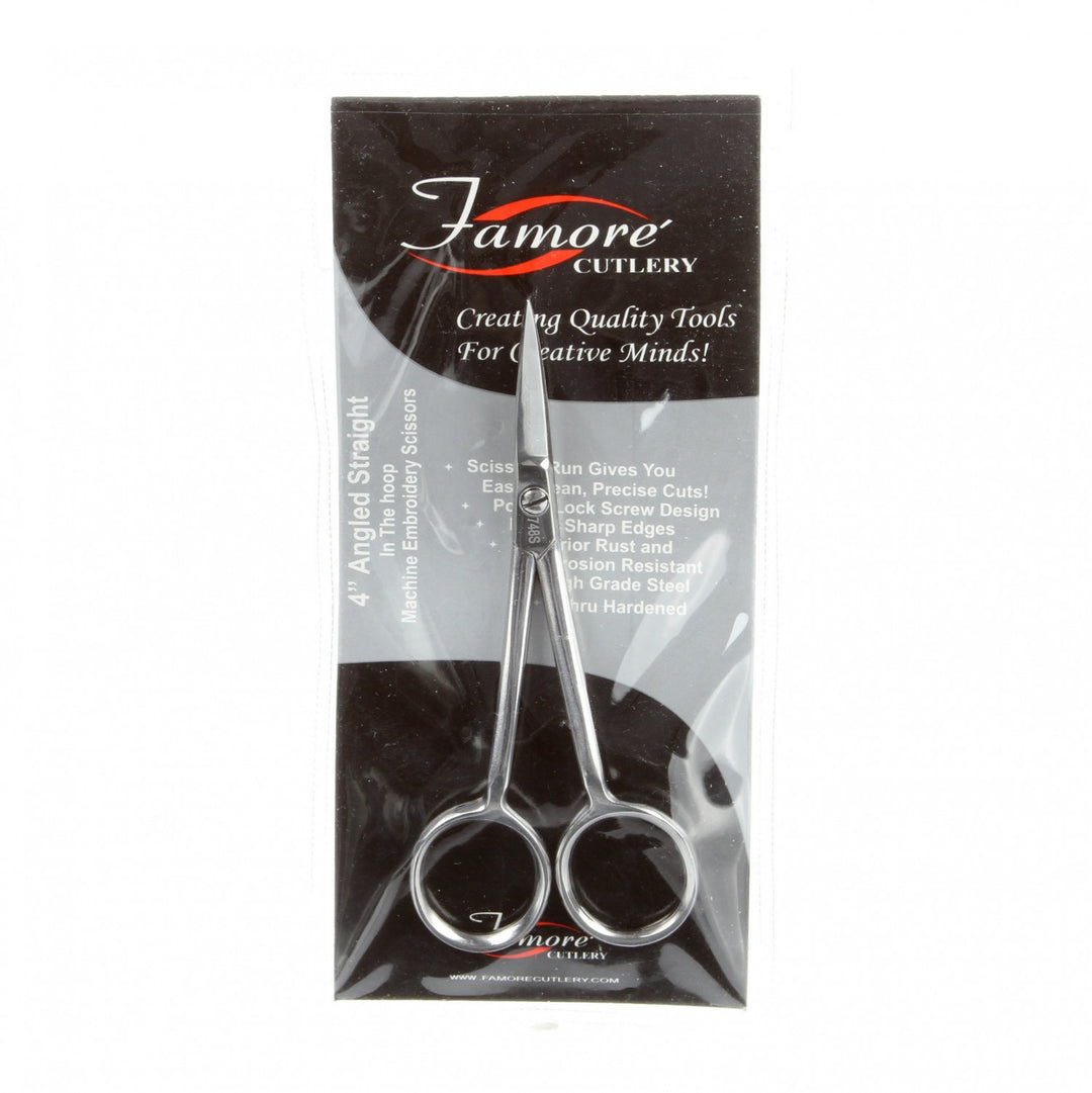 Fanmore Cutlery 4" Angled Straight Scissors - Hoop Applique