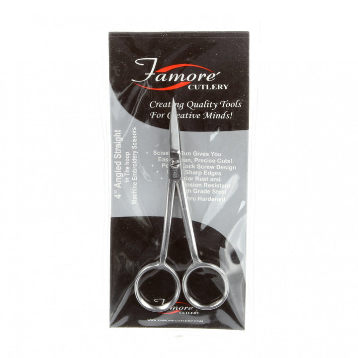 Fanmore Cutlery 4" Angled Straight Scissors - Hoop Applique