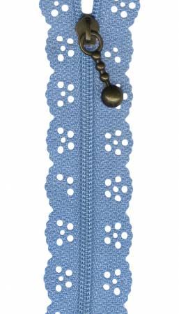 8in Lace Zipper Dusty Blue - The Sewing Gallery