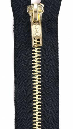 Brass Closed Fashion Zipper 9in Black - The Sewing Gallery