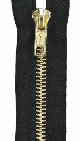 Brass Overall Zipper 26in Black Dual Sliding - The Sewing Gallery