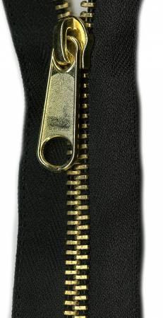 Brass Reversible Separating Jacket Zipper 16in Black - The Sewing Gallery