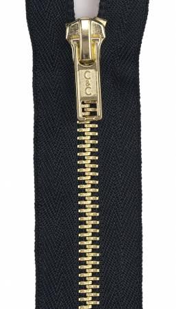 Brass Separating Fashion Zipper 22in Black - The Sewing Gallery