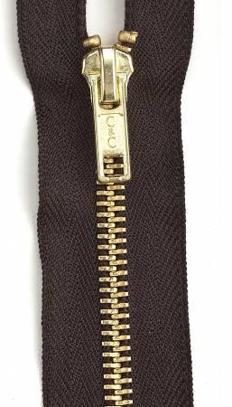 Brass Separating Fashion Zipper 22in Cloister Brown - The Sewing Gallery