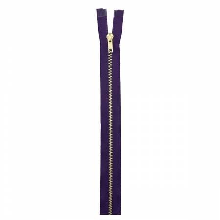 Brass Separating Fashion Zipper 24in Purple - The Sewing Gallery