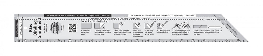 Creative Grids Bias Binding Simplified Quilt Ruler - The Sewing Gallery