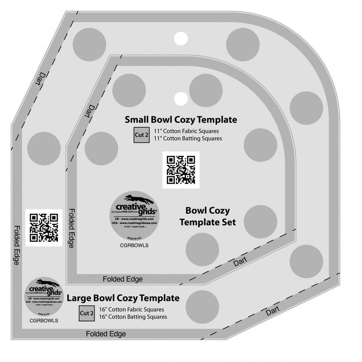 Creative Grids Non-Slip Bowl Cozy Template Set Ruler