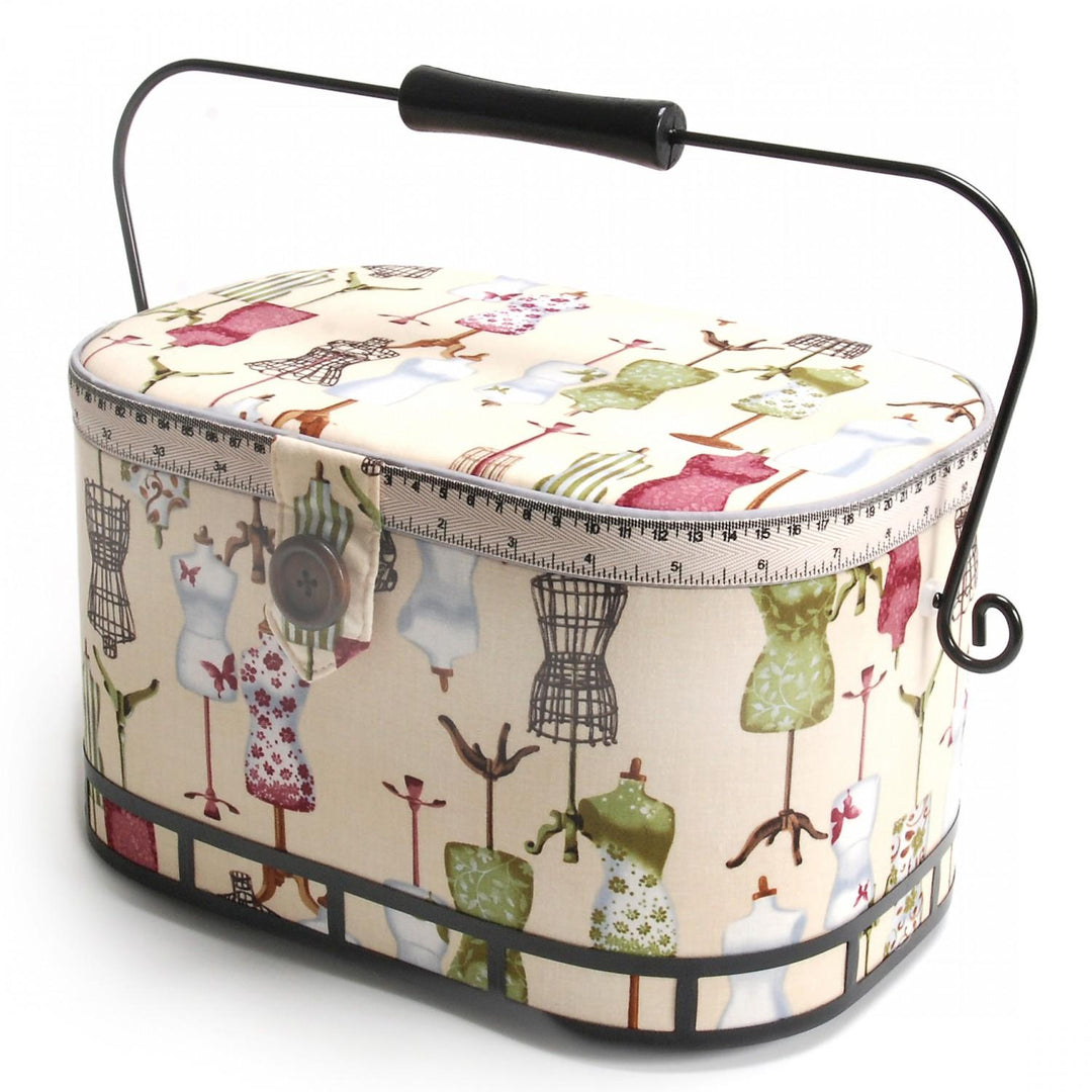 Dritz Large Sewing Basket with Metal and Wood Handle