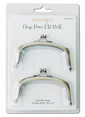 Small Rectangle Clasp Purse Frame Vintage Brass 2pc - The Sewing Gallery