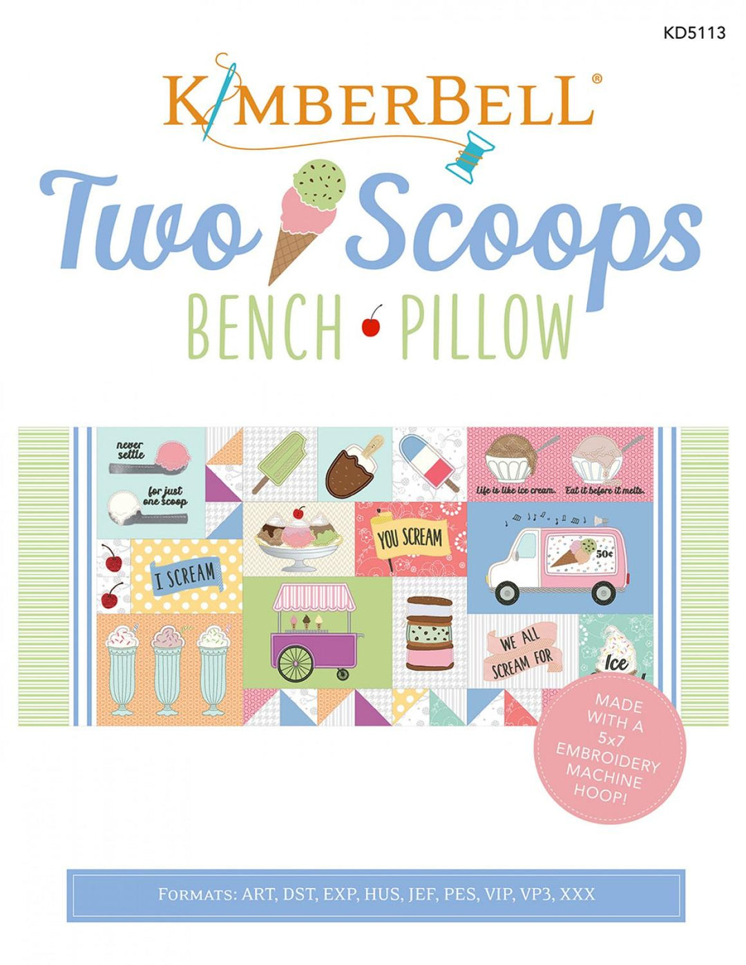 Kimberbell Two Scoops Bench Pillow CD