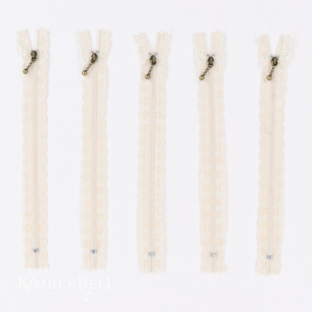 Lace Zippers, 8″ Buttermilk, Pack of 5
