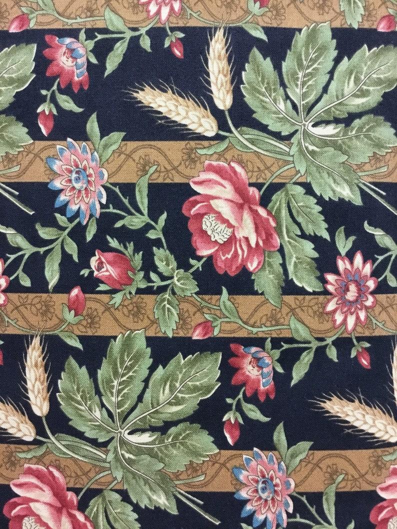 Moda Crossroads Floral Stripe on Black 2120 12