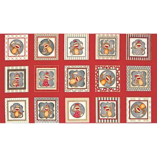 Monkey Biz Red Panel - The Sewing Gallery