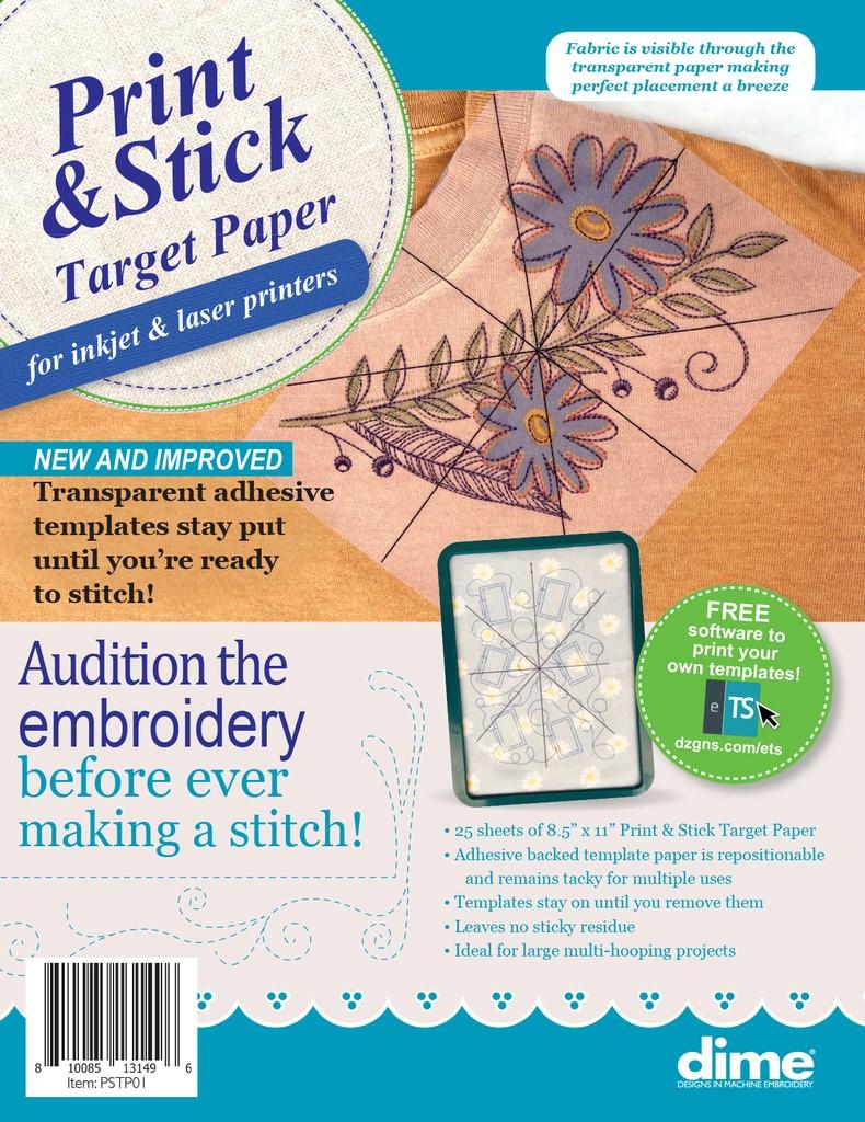 Print & Stick Target Paper for Machine Embroidery