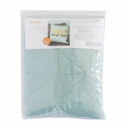 Quilted Pillow Cover Blank, 19inx19in Mist Blue Linen, Herringbone Quilting - The Sewing Gallery