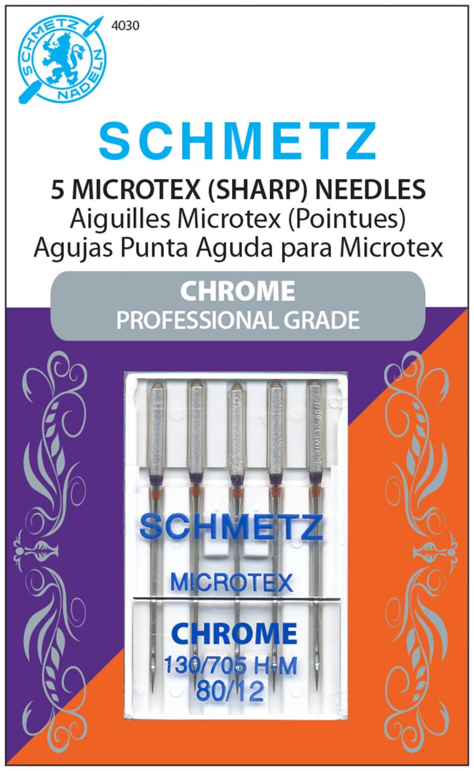 Schmetz Microtex 80/12 Chrome Needles