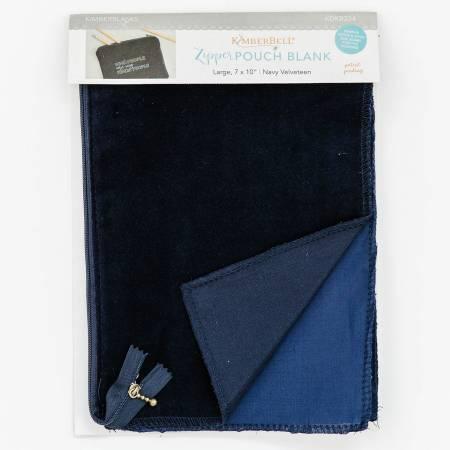 Zipper Pouch Blank Navy Velveteen Large - The Sewing Gallery