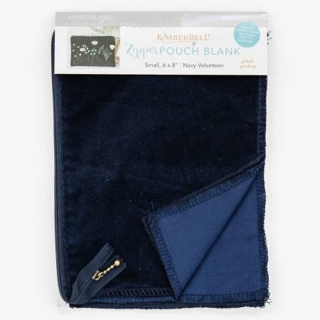 Zipper Pouch Blank Navy Velveteen Small - The Sewing Gallery