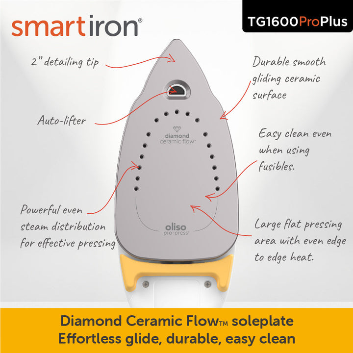 Oliso Smart Iron Pro Plus in Yellow TG1600ProPlus